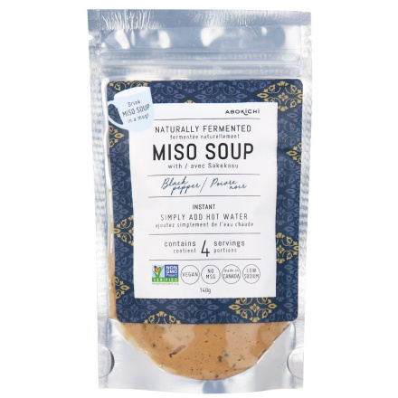 Front of Abokichi Instant Miso Soup Black Pepper, 140g