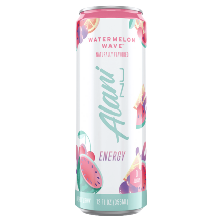 Front of Alani Nu Energy Drink Watermelon Wave, 355mL