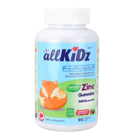 Front of AllKiDz Plant-Based Zinc Gummies