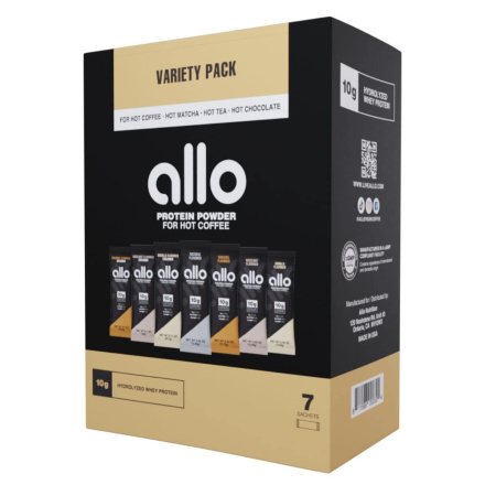 Front of Allo Protein Powder For Coffee Variety Pack