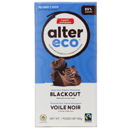 Alter Eco Dark Blackout Organic Chocolate Bar, 80g