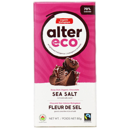 Alter Eco Deep Dark Sea Salt Organic Chocolate Bar, 80g