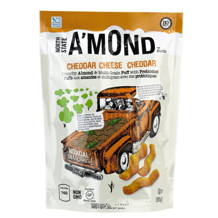 A'mond Snacks Almond & Multigrain Puffs with Probiotics Cheddar Cheese, 85g