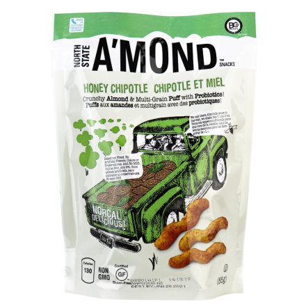 A'mond Snacks Almond & Multigrain Puffs with Probiotics Honey Chipotle, 85g