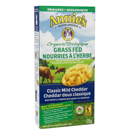 Annie's Homegrown Organic Grass Fed Classic Mild Cheddar Mac & Cheese, 170g