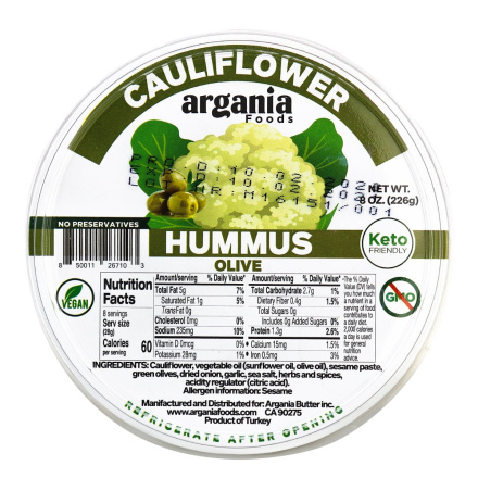 Argania Foods Olive Cauliflower Hummus, 226g