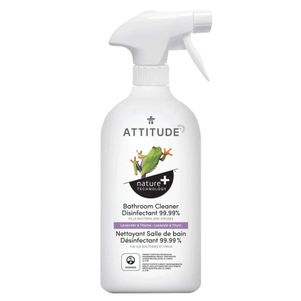Front of ATTITUDE Bathroom Cleaner Disinfectant 99.9% Lavender & Thyme, 800 mL