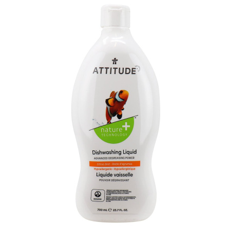 Front of ATTITUDE Dishwashing Liquid Citrus Zest, 700mL
