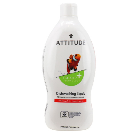 Front of ATTITUDE Dishwashing Liquid Pink Grapefruit, 700mL