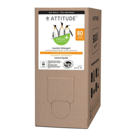 Front of ATTITUDE Laundry Detergent Eco Refill Citrus Zest, 80 Loads
