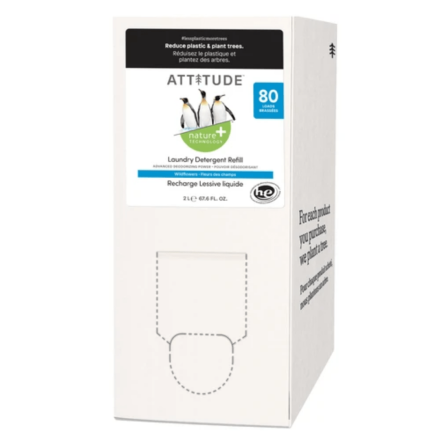 Front of ATTITUDE Laundry Detergent Eco Refill Wildflower, 80 Loads