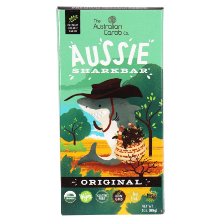 Front of The Australian Carob Co. Aussie Sharkbar Original, 85g