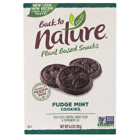 Front of Back to Nature Plant Based Snacks Fudge Mint Cookies, 181g