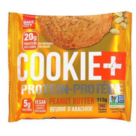 Front of Bake City Vegan Protein Cookie Peanut Butter