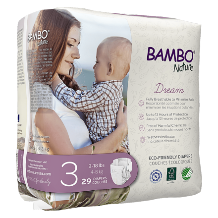 Front of Bambo Nature Dream Eco-Friendly Diapers - Size 3 (9-18 lbs), 29 Count