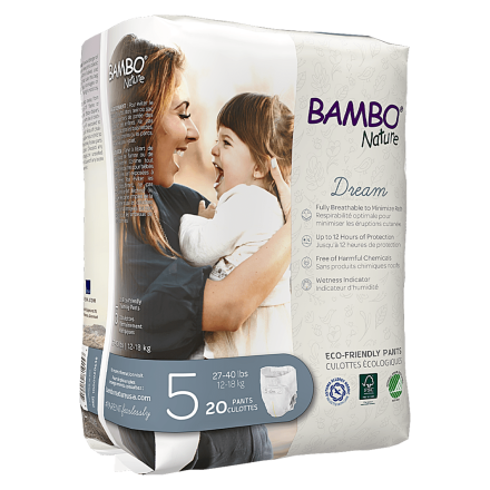 Front of Bambo Nature Dream Eco-Friendly Training Pants - Size 5 (27-40 lbs), 20 Count