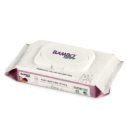 Front of Bambo Nature Tidy Bottom Eco-Friendly Wet Wipes, 50 Count
