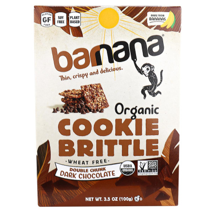 Front of Barnana Organic Cookie Brittle Double Chunk Dark Chocolate, 100g