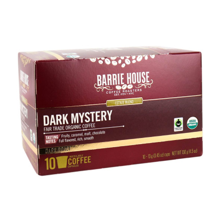 Front of Barrie House Fair Trade Organic Coffee Capsules Dark Mystery, 130g