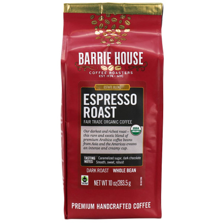 Front of Barrie House Fair Trade Organic Coffee Espresso Roast, 283.5g