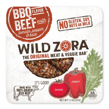 Wild Zora BBQ Beef Bars with Kale, Tomato & Red Bell Pepper, 1 Bar