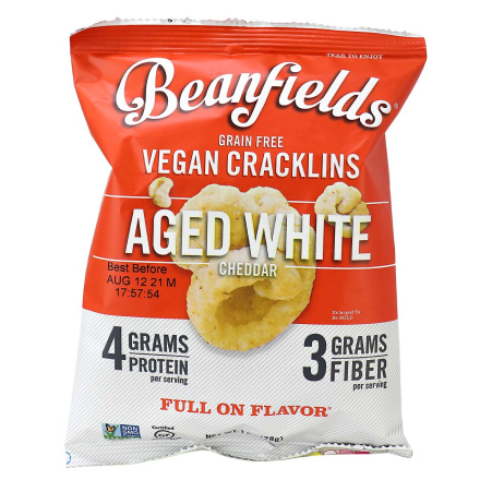 Beanfields Grain-Free Vegan Cracklins Aged White Cheddar, Single Serve