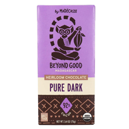 Front of Beyond Good Madagascar 92% Heirloom Chocolate Pure Dark, 75g