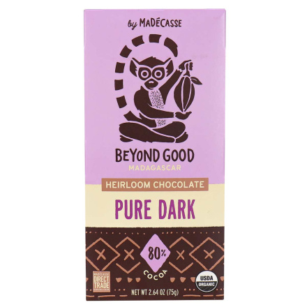 Front of Beyond Good Madagascar 80% Cocoa Heirloom Chocolate Pure Dark, 75g