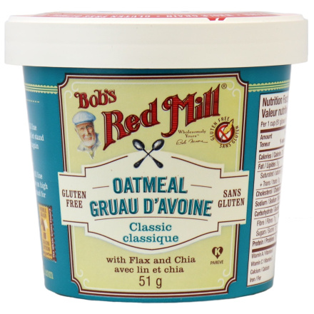 Front of Bob's Red Mill Gluten Free Classic Oatmeal Cup, 51g