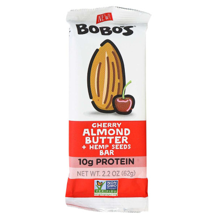 Bobo's Gluten-Free Cherry Almond Butter Hemp Seeds Bar, 62g