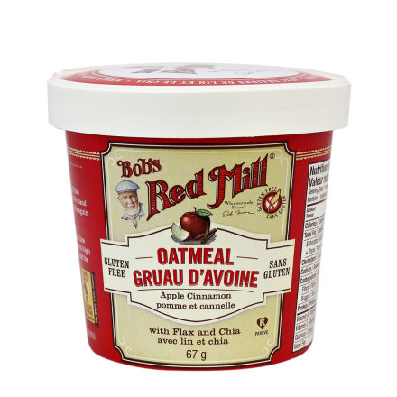 Front of Bob's Red Mill Gluten Free Apple Cinnamon Oatmeal Cup, 67g