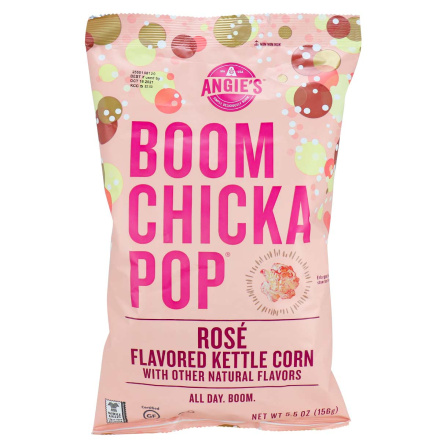 Front of Angie’s BOOMCHICKAPOP Rosé Flavoured Kettle Corn, 156g
