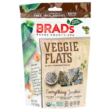 Front of Brad’s Plant Based Grain-Free Veggie Flats Everything Zucchini, 85g