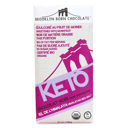 Front of Brooklyn Born Chocolate Keto Dark Chocolate Himalayan Sea Salt, 60g