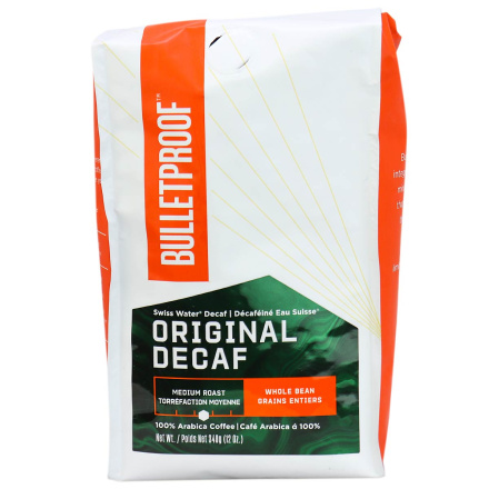 Front of Bulletproof The Original Whole Bean Decaf Coffee, 340g