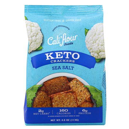 Front of Cali’Flour Foods Low-Carb Keto Crackers Sea Salt, 113g