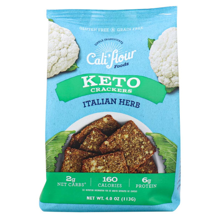 Front of Cali’Flour Foods Low-Carb Keto Crackers Italian Herb, 113g