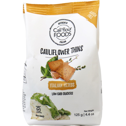 Cali'flour Foods Cauliflower Low-Carb Thins Italian Herb, 113g