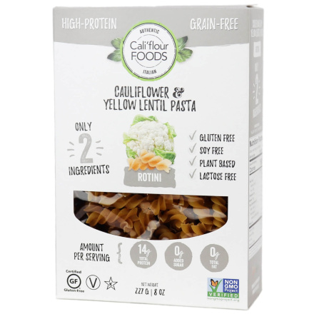 Cali'flour Foods Cauliflower & Yellow Lentil Pasta Rotini, 227g