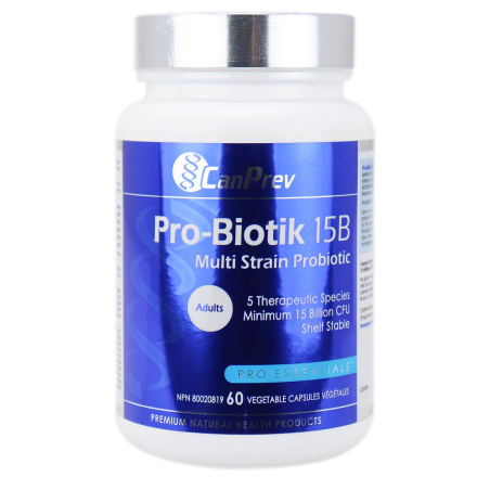 Front of CanPrev Adults Pro-Biotik 15B Multi-Strain Probiotic, 60 Capsules