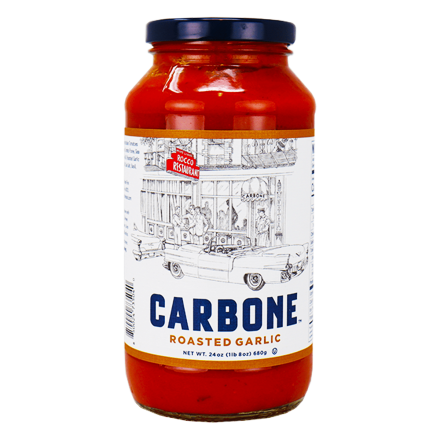 Front of Carbone Premium Tomato Sauce Roasted Garlic