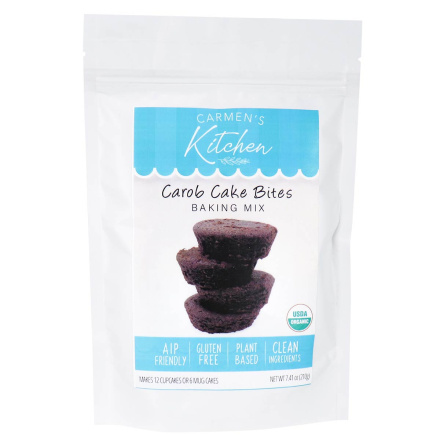Front of Carmen’s Kitchen Carob Cake Bites Baking Mix, 210g
