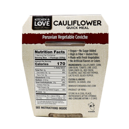 Kitchen & Love Quick Cup Cauliflower Rice With Peruvian Vegetable Ceviche, 225g