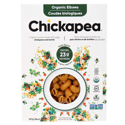 Front of Chickapea Organic Pasta Elbows, 227g