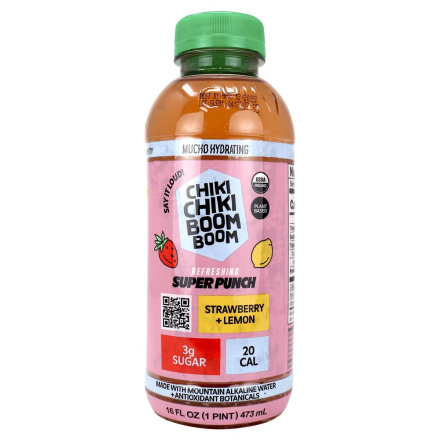 Front of Chiki Chiki Boom Boom Antioxidant Alkaline Water Strawberry Lemon