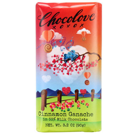 Front of Chocolove XO 33% Milk Chocolate Cinnamon Ganache, 90g 