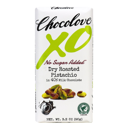 Chocolove XO No Sugar Added Dry Roasted Pistachio 40% Milk Chocolate, 90g