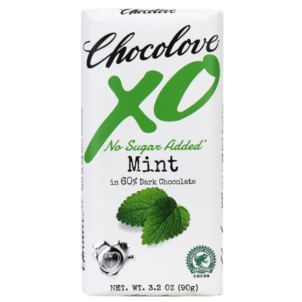 Chocolove XO No Sugar Added Mint 60% Dark Chocolate, 90g