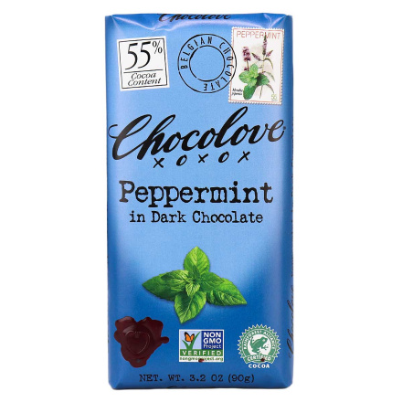 Chocolove XO Peppermint in Dark Chocolate, 90g