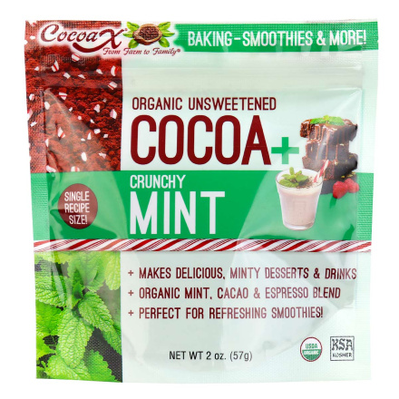 CocoaX Organic Unsweetened Cocoa Crunchy Mint, 57g